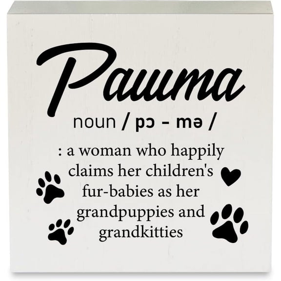 Zomyto 5x5 Inches Country Pawma Definition Wood Box Sign Rustic Dog Grandma Wooden Box Sign Decorative Sign Block Plaque