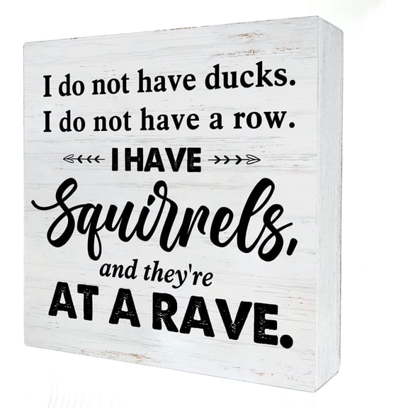 Zomyto 5x5 Inches Country Sarcastic Wood Box Sign Decor Desk Sign I Do Not Have Ducks Quote Wooden Box Block Sign