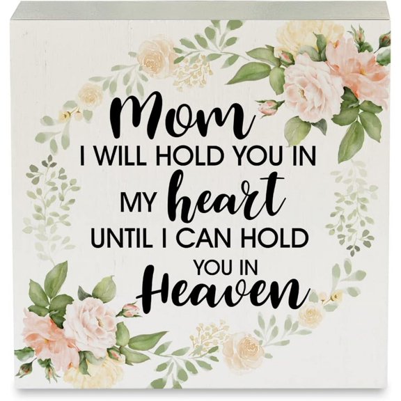 Zomyto 5x5 Inches Country Sympathy Mom Wood Box Sign Memorial Mom Wooden Box Sign Remembrance Sign Block Plaque