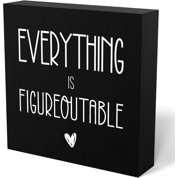 Zomyto 5x5 Inches Everything Is Figureoutable Wooden Box Sign Decorative Inspirational Farmhouse Wood Box Sign Motivational Gift