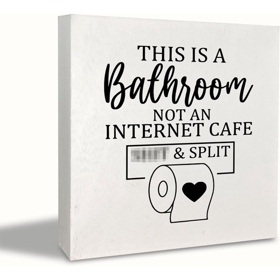 Zomyto 5x5 Inches Funny Quotes This is a not an Internet Cafe Wood Block Plaque Box Sign Desk Decor for Home Toilet Wall Tabletop Shelf Decorations