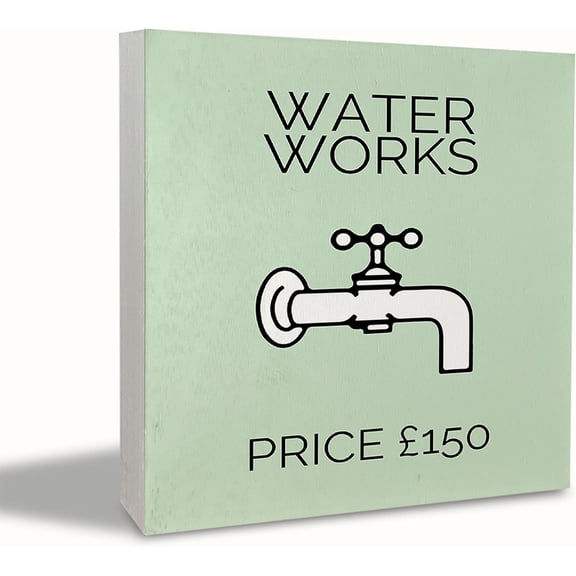 Zomyto 5x5 Inches Funny Water Works Rustic Wood Block Plaque Box Sign Desk Decor