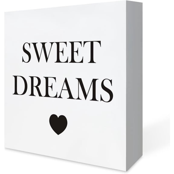 Zomyto 5x5 Inches Home Decor Farmhouse Style Rustic Wooden Box Sign for Decor,Sweet Dreams Quote Block Plaque for Wall Tabletop Desk Home Wall Art Decoration