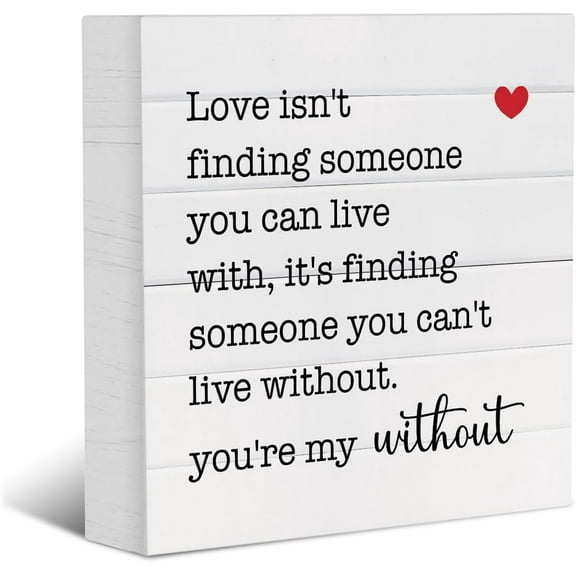 Zomyto 5x5 Inches I Love You Gifts Decorative Wooden Box Sign Romantic Inspirational Wedding Anniversary Farmhouse Wood Block Plaque