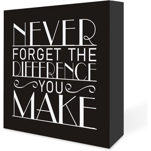 Zomyto 5x5 inches Inspirational Desk Decor Never Forget The Difference You Made Wooden Box Sign Coworker Thank You Gifts Wood Block Plaque Box Sign