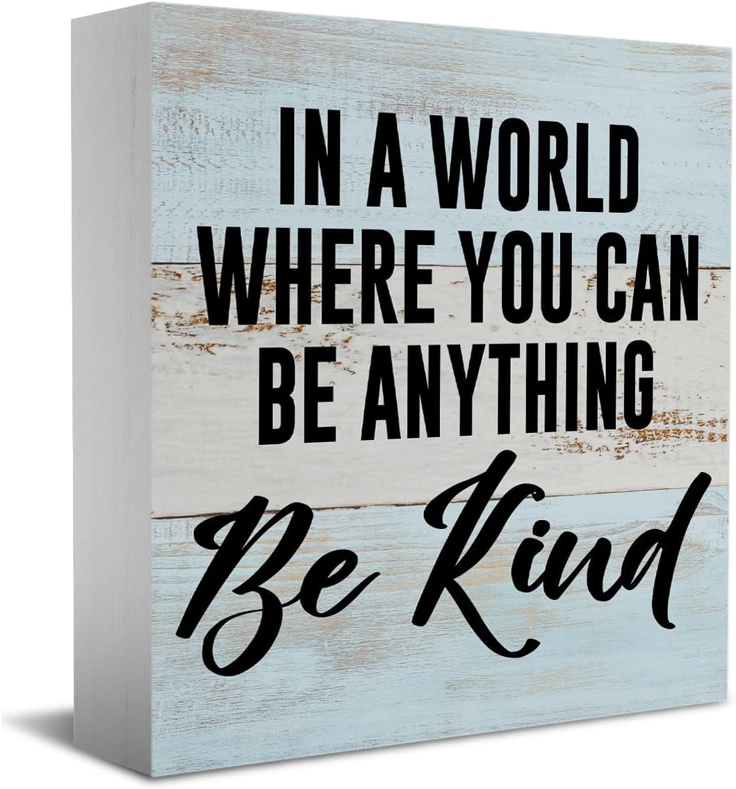 Zomyto 5x5 Inches Inspirational Quotes Desk Decor Wooden Box Sign ...