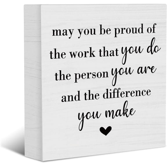Zomyto 5x5 Inches Inspirational Quotes Wood Block Plaque Box Signs, Rustic Farmhouse Motivational Office Decor Encouragement Wooden Box Sign