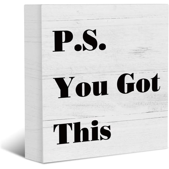 Zomyto 5x5 Inches Inspirational Quotes Wood Block Plaque Box Signs, Rustic Farmhouse Motivational Quotes Office Decor Encouragement Wooden Box Sign