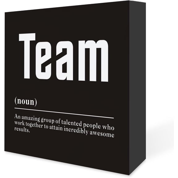 Zomyto 5x5 Inches Inspirational Team Noun Office Decor Desk Decor Wooden Box Sign Rustic Black Wood Block Plaque Box Gift Team Definition Teamwork Sign