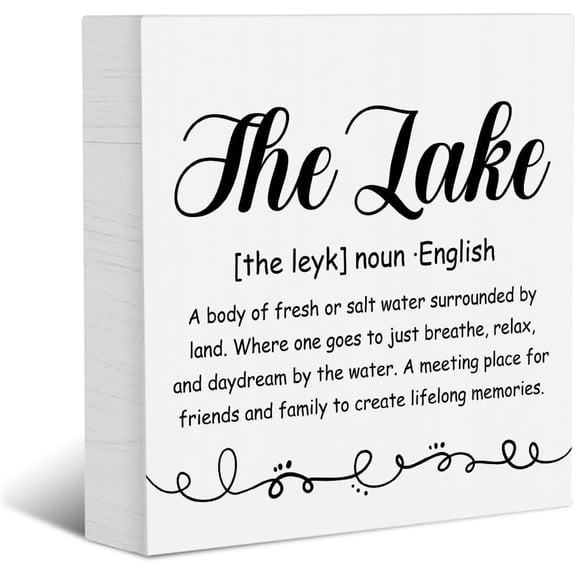 Zomyto 5x5 Inches Lake House Decor Lake Noun Definition Wood Box Signs Lake Life Decor Home Office Desk Decor Wooden Box Signs for Tabletop Bookshelf House Meeting Room Home Farmhouse