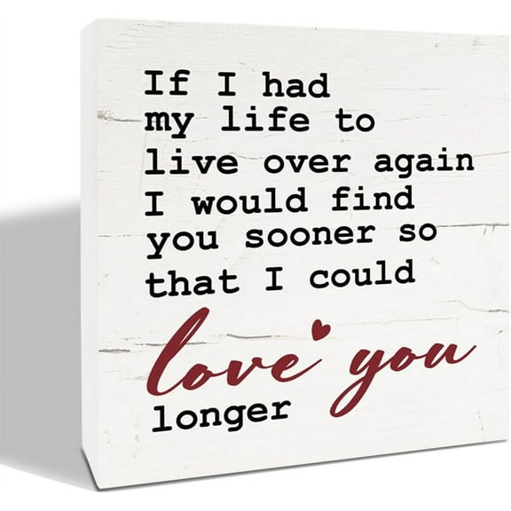 Zomyto 5x5 Inches Love Sign, Lover Saying Wood Sign, Romantic Home Decor, White Wooden Sign for Anniversary, Wedding Decor, Gift for Lover, Valentines Day Gift for Her Wife Husband