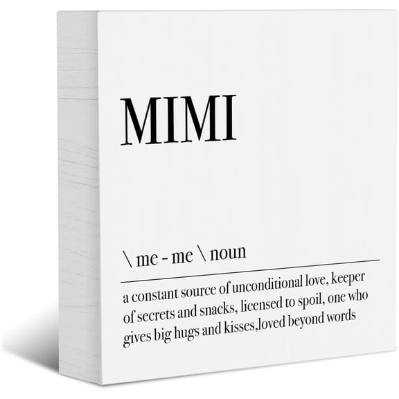 Zomyto 5x5 Inches Mimi Definition Decorative Wooden Box Sign Grandma Gifts Inspirational Quotes Farmhouse Wood Block Plaque Home Shelf Cubicle Decor Mothers Day
