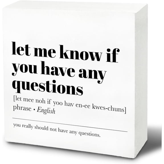 Zomyto 5x5 Inches Office Desk Decor - Let Me Know If You Have Any Questions Office Wood Signs, Funny Office Decor