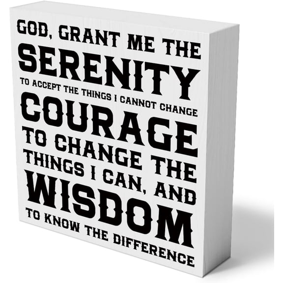 Zomyto 5x5 Inches Serenity Prayer Wooden Box Sign Rustic God Grant Me the Serenity Wood Box Sign