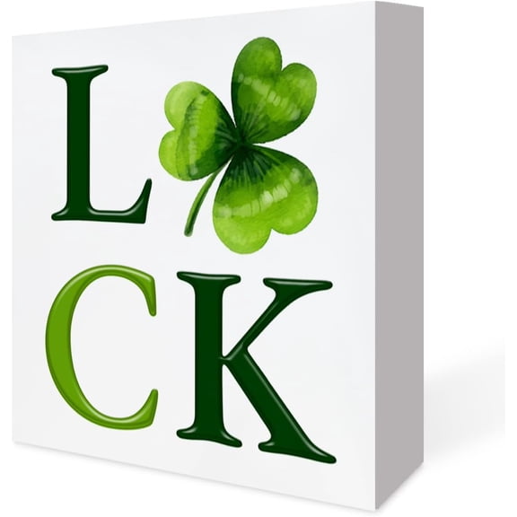 Zomyto 5x5 Inches St. Patricks Day Decor,St. Patrick's Shamrock Lucky Wood Sign St. Patricks Day Decorations Home Tabletop Shelf Desk Decoration