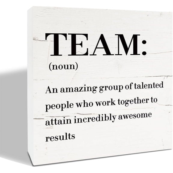 Zomyto 5x5 Inches Team Sign, Team Definition Sign, Inspirational Teamwork Decor, Office Decor, Farmhouse Wooden Table Sign, Motivational Team Decor, Teamwork Gift