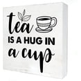 thumbnail image 1 of Zomyto 5x5 Inches Wooden Box Sign, Tea is a Hug, Rustic Decorative Signage for Home, Office, Gift, 1 of 5