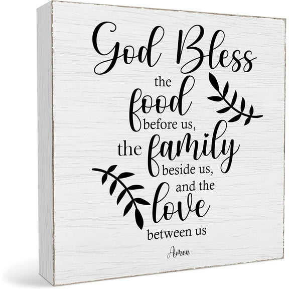 Zomyto 5x5 inches 5 x 5" God Bless the Good White Wood Block Plaque Box Signs, Christian Wood Box Sign, Home Trestle Table Decoration