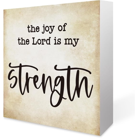 Zomyto 5x5 In Inspirational Bible Verse Joy Of Lord Strength Wooden Box Sign Scripture Desk Decor