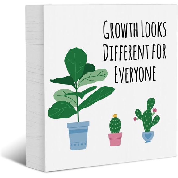 Zomyto 5x5 inches Inspirational Decor Signs Plaques Wooden Box Sign Desk Decor,Rustic Home Office School Decor Wood Block Plaque Box Sign Positive Decor