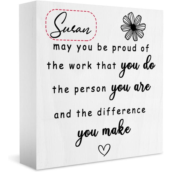 Zomyto 5x5 inches Personalized Inspirational May You be Proud of The Work Wooden Sign Home Office Desk Decor, Custom Name Cute Wood Box Sign