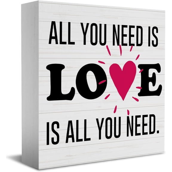 Zomyto 5x5 inches Romantic Desk Decor Wooden Box Sign I Love You Gifts for Him Her Rustic Wood Block Plaque Box Sign Valentines Day Wedding Anniversary All Your Need Is Love