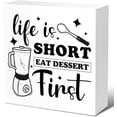 thumbnail image 1 of Zomyto 5x5 inches Rustic Life Is Short Eat Dessert First Kitchen Sign Decor Funny Kitchen Wood Block Signs Farmhouse Kitchen Wooden Box Sin Decor, 1 of 8