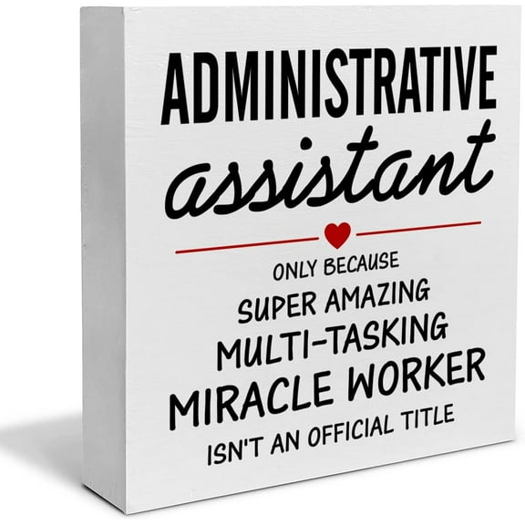 Zomyto 7"x7" Administrative Assistant Thank You Gift Decorative Wooden Box Sign Admin Assistant Secretary Appreciation Gifts Wood Block Plaque Desk Decor Office Shelf or Wall Display