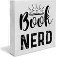 thumbnail image 1 of Zomyto 7"x7" Book Nerd Wood Box Sign Decor Desk Sign Book Lovers Wooden Box Block Sign Rustic Home Shelf Wall Decoration, 1 of 5