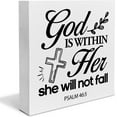 thumbnail image 1 of Zomyto 7x7 In Christian Sign Inspirational God is Within Her Bible Verse Wooden Wooden Box Sign Psalm 46:5 Scripture Desk Decor, 1 of 7
