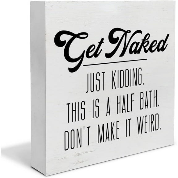 Zomyto 7"x7" Country Get Naked Just Kidding This is a Half Bath Wood Box Sign Decor Desk Sign Bathroom Wooden Box Block Sign