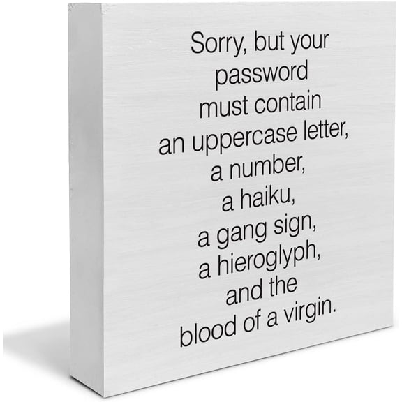 Zomyto 7"x7" Country Sorry but Your Password Must Contain Wood Box Sign Decor Desk Sign Computer Nerd Wooden Box Block Sign