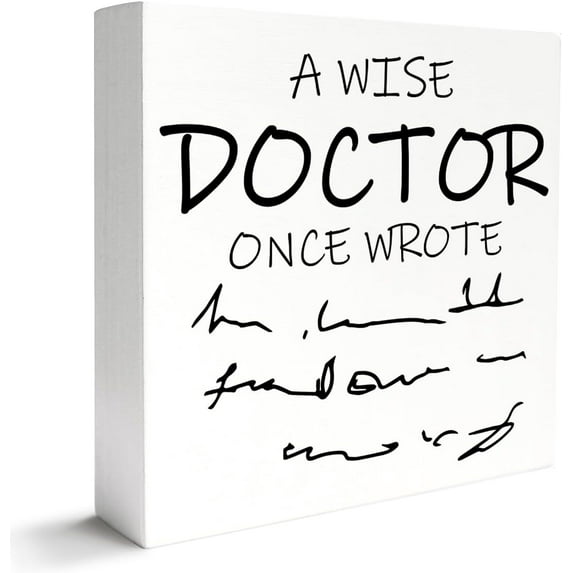 Zomyto 7"x7" Doctor Gifts, Appreciation Thank You Gifts for Doctor, Doctor Retirement Gifts, New Doctor Medical Students Graduation Gifts, A Wise Doctor Once Wrote, Wooden Box Sign