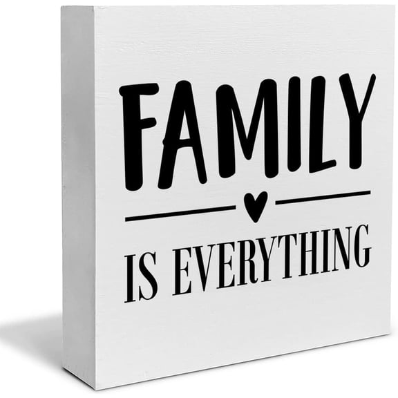 Zomyto 7"x7" Family is Everything Decorative Wooden Box Sign Family Home Wood Block Plaque Decor