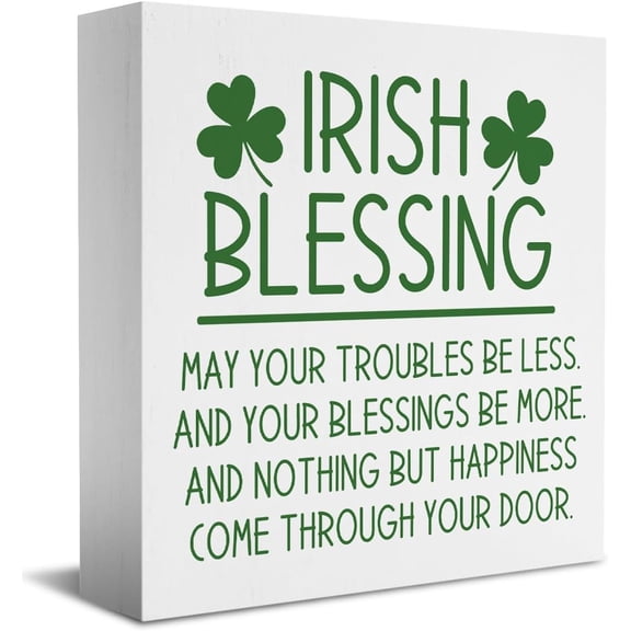 Zomyto 7"x7" Farm house Spring Lucky Wooden Box Sign Funny St Patrick's Day Decor March Desk Decor Rustic Decorative