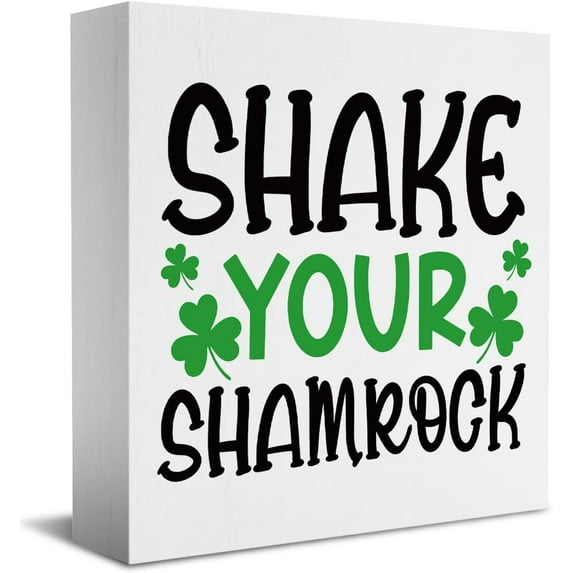 Zomyto 7"x7" Farm house Spring Lucky Wooden Box Sign Rustic Decorative Wood Block Plaque St Patrick's Day Decor