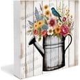 thumbnail image 1 of Zomyto 7"x7" Flowerpot Bird & Flowers Wooden Box Sign Work Desk Centerpiece, 1 of 6