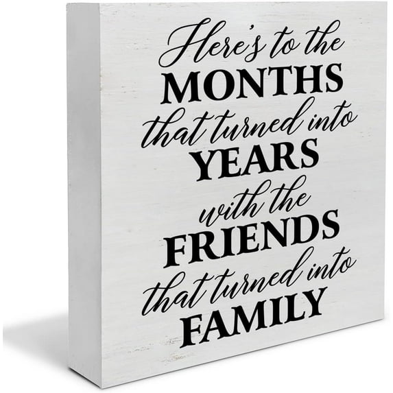 Zomyto 7"x7" Friendship Wood Box Sign Decor Desk Sign Bestie Friend,Friends That Turn into Family Wooden Box Block Signs
