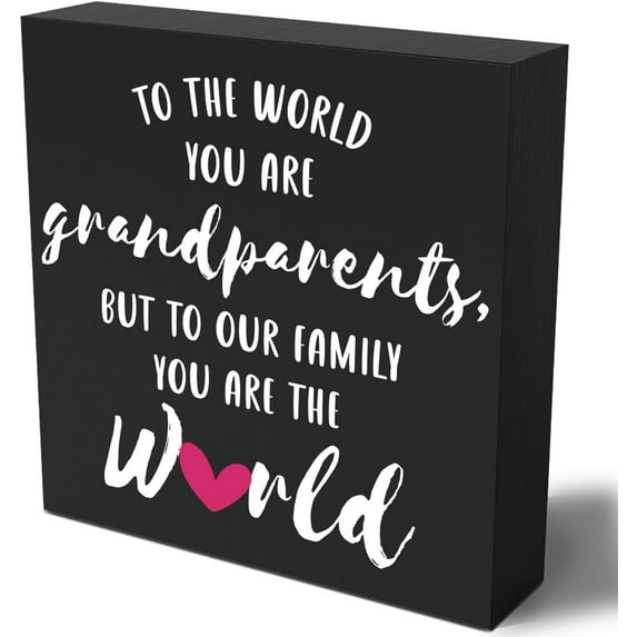 Zomyto 7"x7" Funny Grandparents Wooden Box Sign Plaque to the World You are Grandparents Wood Box Sign