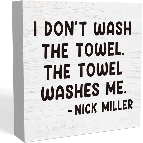 Zomyto 7"x7" Funny Home Office Desk Decor Rustic Farmhouse Wood Box Sign Shelf Bathroom Accessories Decor Gift Ideas for Women I Don't Wash The Towel