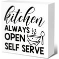 thumbnail image 1 of Zomyto 7"x7" Funny Kitchen Wood Block Signs,Kitchen Always Open Self Serve Wooden Box Sign,Country Kitchen Decor Sign, 1 of 7