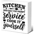 thumbnail image 1 of Zomyto 7"x7" Funny Kitchen Wood Block Signs,Kitchen Open Daily for Prompt Wooden Box Sign for Home Shelf Farmhouse Kitchen Tabletop Desk Decor, 1 of 7
