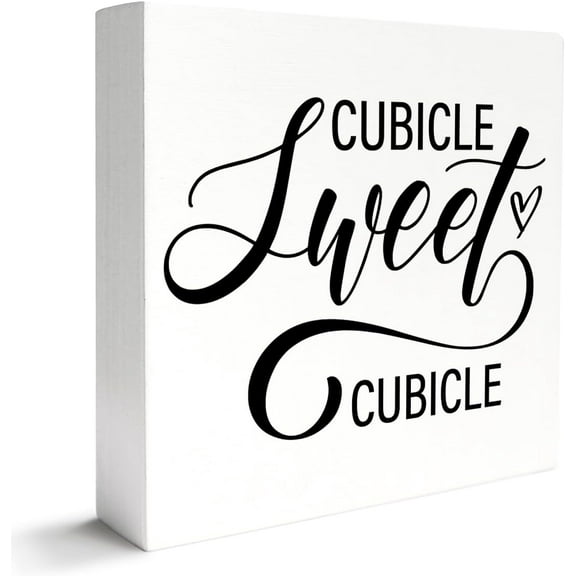 Zomyto 7"x7" Funny Office Decor Wooden Box Sign for Work Women Men,Cubicle Sweet Cubicle,Humor Quotes Offices Coworker