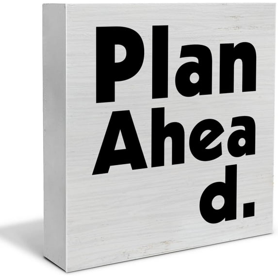 Zomyto 7"x7" Funny Office Signs Plan Ahead Wooden Sign Home Office Decor Rustic Office Wood Block Signs for Desk Shelf Table
