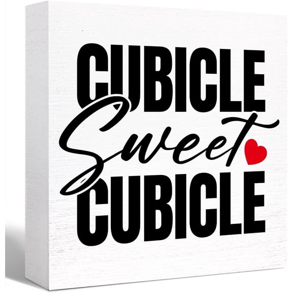 Zomyto 7"x7" Funny Office Wood Box Sign Cubicle Sweet Cubicle Wooden Block Sign Funny Cubicle Office Cubicle Table Dcor