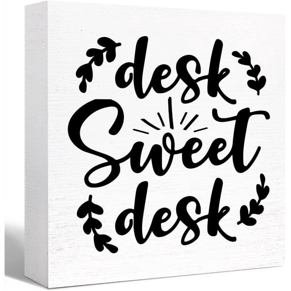 Zomyto 7"x7" Funny Office Wood Box Sign Desk Sweet Desk Wooden Block Sign Sweet Office Cubicle Table Décor