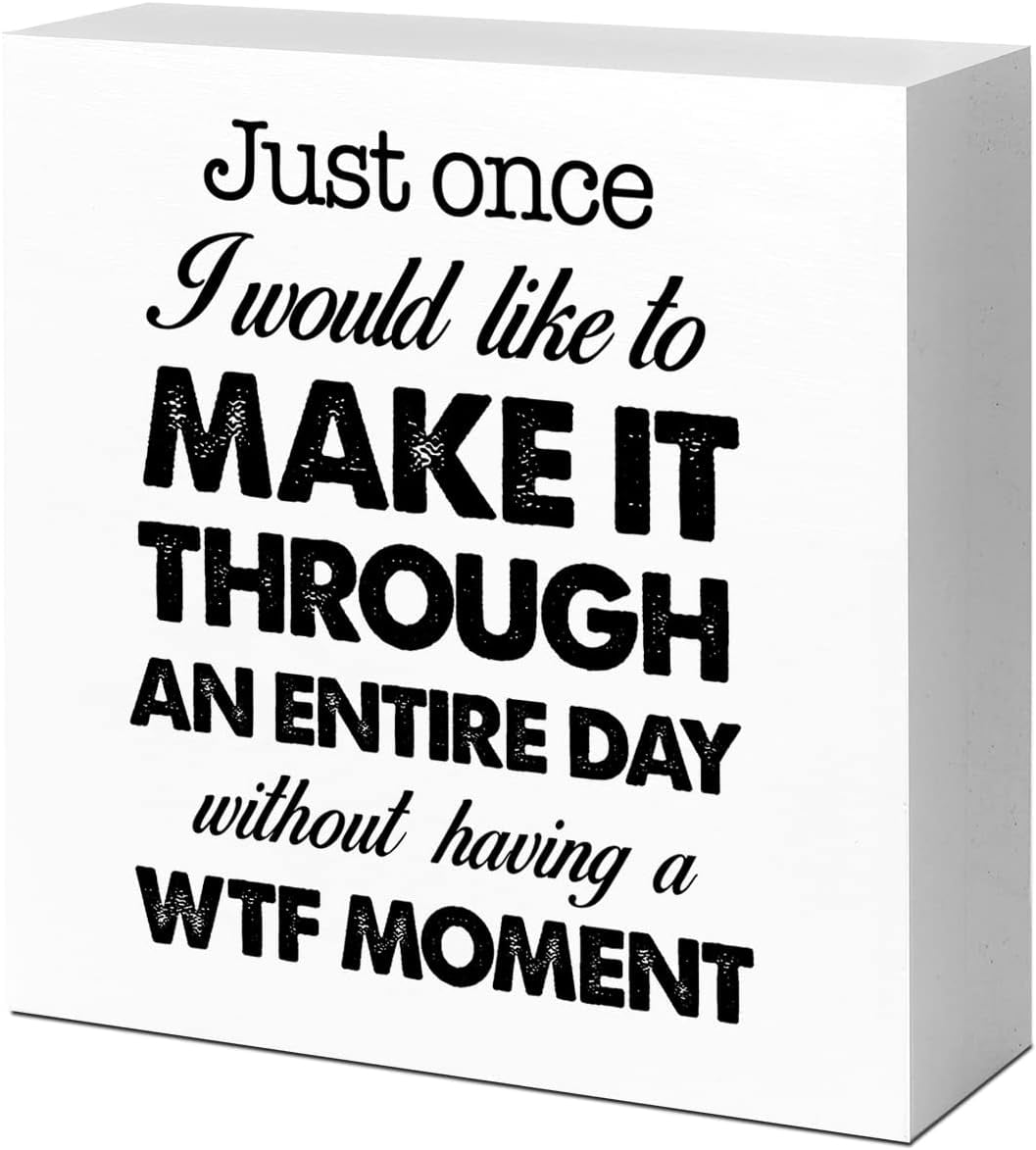 Zomyto 7"x7" Funny Office Wooden Box Sign,Just Once I Would Like to ...