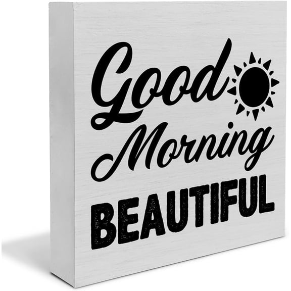Zomyto 7"x7" Good Morning Beautiful Wooden Box Sign Wood Block Sign
