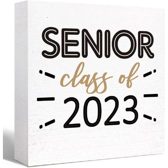 Zomyto 7"x7" Graduation 2023 Decor Wood Box Sign Senior Class of 2023 Grad Wooden Block Sign Bedroom Desk Table Shelf Tabletop Décor,Graduation for College Students Friends