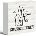 thumbnail image 1 of Zomyto 7"x7" Grandma Gifts Wood Box Sign Desk Decor, Gifts for Grandparents Grandma Grandpa from Grandkids Life is Just Better with Grandchildren Wooden Block Sign, 1 of 7